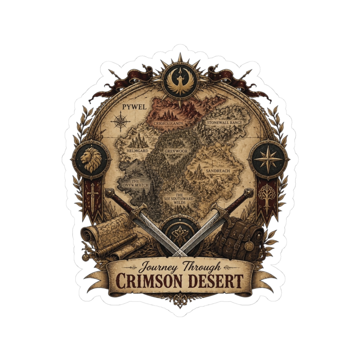 Crimson Desert "Journey Through CRIMSON DESERT" Sticker - alternate angle 2, merchandise