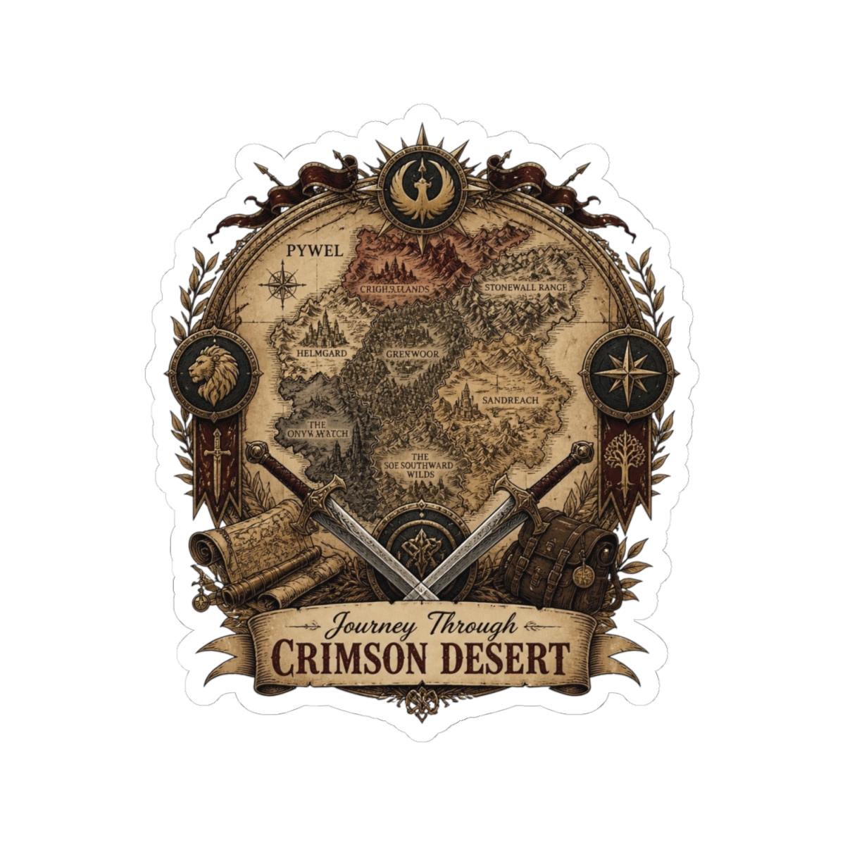 Crimson Desert "Journey Through CRIMSON DESERT" Sticker - alternate angle 3, merchandise